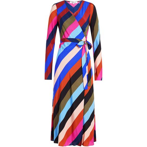 Diane von Furstenberg Striped Silk Wrap Dress (1.340 BRL) ❤ liked on Polyvore featuring dresses, multicolored, multi color striped dress, multicolor dresses, wrap style dress, diane von furstenberg and diane von furstenberg dress Joy Dress, Best Designer Dresses, Silk Wrap Dress, Purple Midi Dress, Silk Wrap Dresses, Diane Von Furstenberg Dress, Long Sleeve Wrap Dress, Chiffon Midi Dress, Wrap Midi Dress