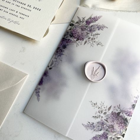 Wedding Invitation Purple, Lavender Grey Wedding, Lavender And Sage Wedding Invitations, Wedding Invitation Lavender, Invitations Wedding Lavander, Sage Green And Lilac Wedding Invitations, Purple Wedding Card, Lilac And Sage Wedding Invitations, Lavender Invitation