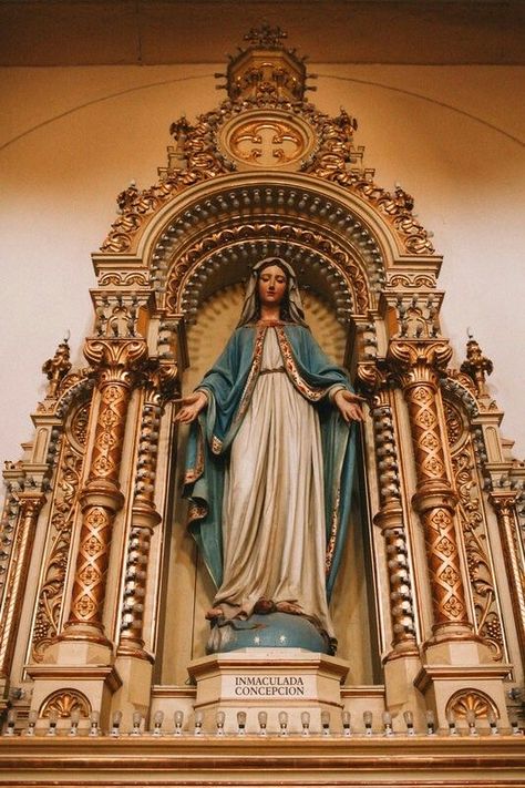 Blessed Mother Statue, Catholic Aesthetic, Catholic Altar, Virgin Mary Art, Virgin Mary Statue, Cathedral Architecture, Jesus And Mary Pictures, Lady Of Fatima, Biblical Art