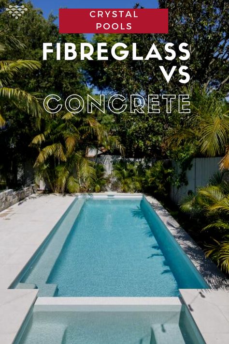 While a modern fibreglass pool is a more permanent looking option that a vinyl lined above ground pool, its to be expected that the less you spend on a pool the more likely you’ll be replacing it sooner. When considering the fibreglass vs concrete question it is interesting to note that we renovate a lot of concrete pools and we have to pull out a lot of fibreglass pools because they can’t be brought up to date cost effectively. Modern Pool And Hot Tub, Fibreglass Above Ground Pool, Modern Fiberglass Pool, Fibre Glass Pools, Fibreglass Pool Australia, Small Garden Swimming Pool, Fiber Glass Pool Ideas Backyard, Fibreglass Pool Landscaping, Above Ground Concrete Pool