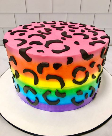 Neon Leopard Birthday Party, Rainbow Leopard Party, Rainbow Leopard Cake, Rainbow Cheetah Cake, Lisa Frank Birthday Cake, Cheetah Birthday Cakes, Leopard Birthday Parties, Cheetah Birthday Party, Cheetah Cakes