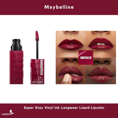 Maybelline Super Stay Vinyl Ink Longwear Liquid Lipcolor Available on SALE😍 Matte finishing with glossy look 🔥 Sale price: 1,820BDT Regular price: 2,090BDT ✅To order inbox us/order via website to get extra discount https://lavishta.com/.../super-stay-vinyl-ink-longwear.../ Maybelline Vinyl Ink, Maybelline Vinyl, Maybelline Super Stay Vinyl Ink, Glossier Look, Maybelline Super Stay, Sale Price, Lip Colors, Maybelline, On Sale