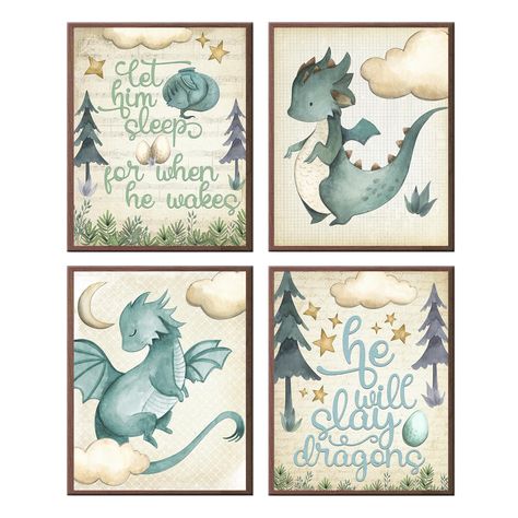 Dragon Nursery Themes, Baby Nursery Dinosaur Theme, Nursery Ideas Dinosaur Theme, Enchanted Woodland Nursery, Fairytale Theme Nursery, Knights And Dragons Nursery Baby Boy, Fantasy Nursery Ideas, Dragon Nursery Boy, Baby Dragon Nursery