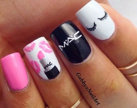 Cutest nails ever!! ❤❤ Mac Nails, Nails With Pink, Nails Polish, Get Nails, I Love Nails, Hot Nails, Fabulous Nails, Unique Nails, Cute Nail Designs