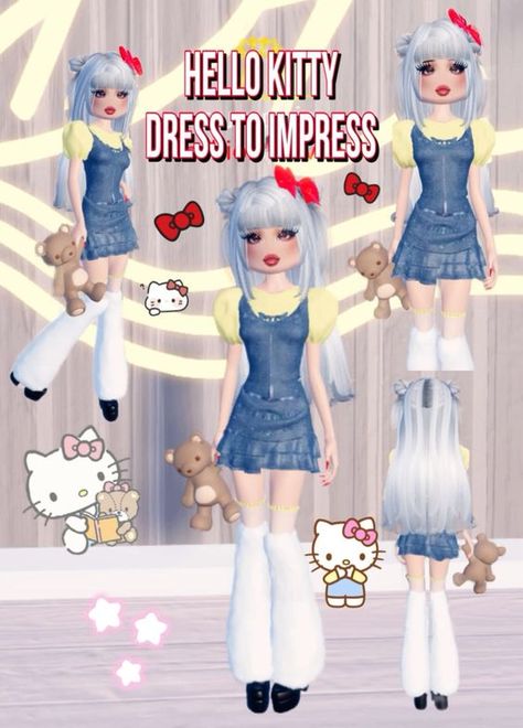 #dresstoimpress #roblox #robloxdresstoimpress Sanrio Outfits Dress To Impress, Hello Kitty Dress To Impress Outfit, Hello Kitty Dti Outfit, Hello Kitty Dress To Impress, Sanrio Dress To Impress, Fitness Dress To Impress, Fancy Dress Code, Layering Techniques, Oversized Puffer Jacket