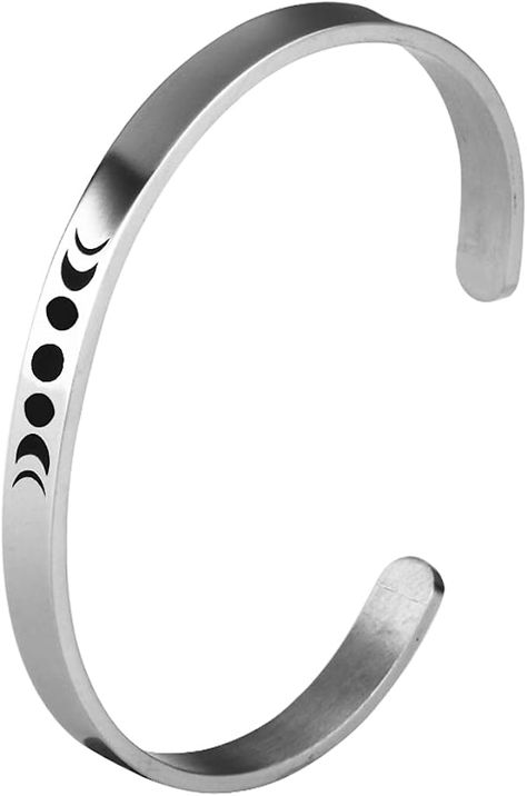 Amazon.com: Moon Phase Cuff Bracelet - Stainless Steel Bangle with “Can’t Phase Me” Inspirational Quote: Clothing, Shoes & Jewelry Stainless Steel Bangle Bracelet, Stainless Steel Bangles, Moon Phases, Inspirational Quote, Stainless Steel Bracelet, Bangle Bracelet, Cuff Bracelet, Shoes Jewelry, Bangle Bracelets