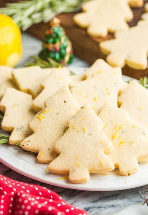 Rosemary and lemon may not be traditional Christmas flavours, but they should be! The finely chopped rosemary paired with grated lemon zest make for a bright and simple flavour combo reminiscent of fresh pine trees. My almond flour sugar cookie recipe provides the perfect base for the lemon-herb flavour as the almond works to enhance the gentle notes of citrus and pine - perfect for these Rosemary Lemon Christmas Tree Cookies | Grain Free + Vegan Option Almond Flour Sugar Cookie Recipe, Grain Free Vegan, Best Gluten Free Cookies, Gluten Free Sugar Cookies, Almond Flour Cookies, Almond Flour Recipes, Tree Cookies, Christmas Tree Cookies, Lemon Herb