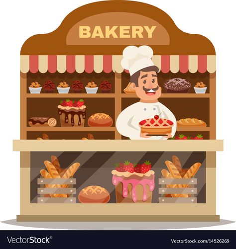 Bakery Clipart, Bakery Shop Design, Real Estate Logo Design, Smart Home Design, Shop Illustration, Blue Abstract Painting, Bakery Shop, Shop Front Design, Hat Stands