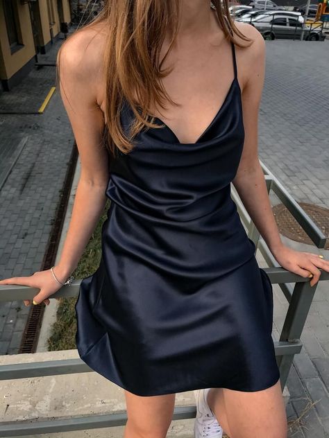 Blue Satin Dress Short, Summer Date Dress, Satin Dress Short, Homecoming Dresses Short Black, Slip Dress Mini, Bias Slip Dress, Navy Silk Dresses, Silk Bridesmaid Dresses, Date Dress