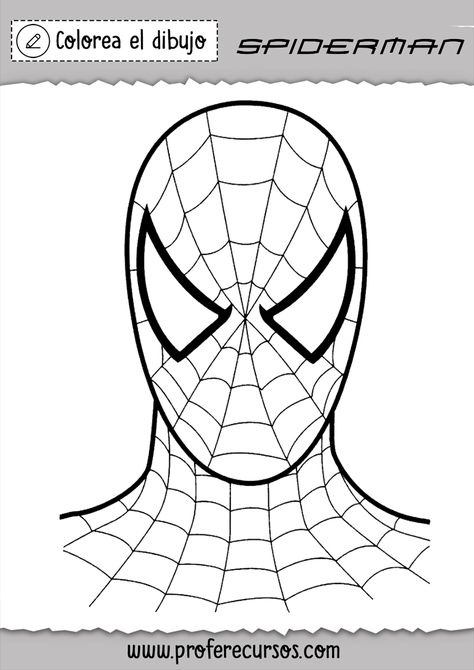 Dibujo Cara Spiderman - Profe Recursos Spiderman Mask, Spiderman Face, Spiderman Coloring, Spiderman Drawing, Spiderman Birthday Party, Spiderman Party, Spiderman Cake, Spiderman Birthday, Superhero Birthday