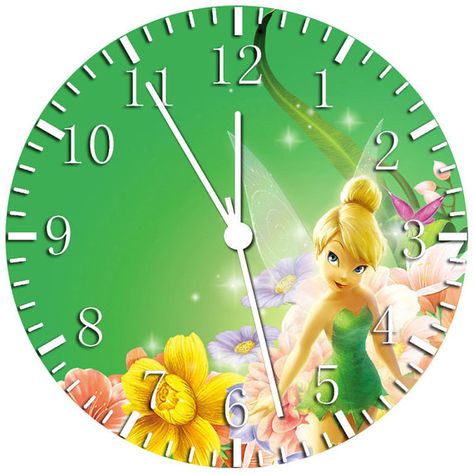 FAIRIES  TINKERBELL wall Clock 10 Room Decor W94 Tinker Bell Room, Tinkerbell Bedroom, Tinkerbell Room, Tinkerbell Nursery, Fairies Tinkerbell, Disney Clock, Clocks Fall Back, Unicorn Ideas, Disney Bathroom