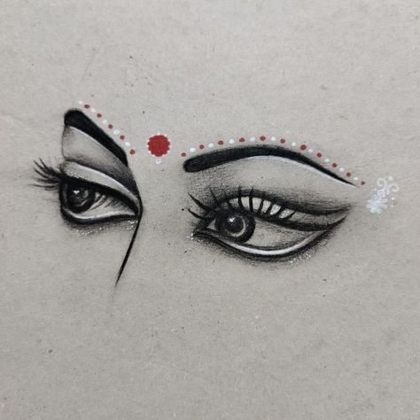 Radha Krishna Sketching, Radha Rani Eyes Drawing, Radha Eyes Drawing, Radha Eyes Painting, Mandala Drawing Radha Krishna, Radha Krishna Pencil Art, Simple Radha Krishna Drawing Easy, Radha Krishna Half Face Drawing, Indian Eyes Drawing