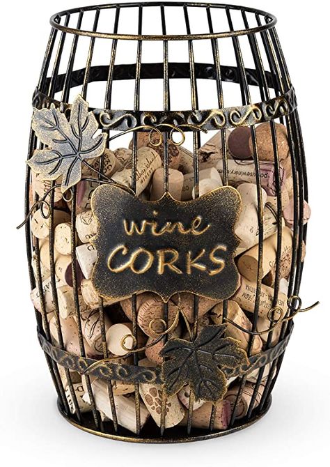 True Display, Wine Kitchen, Barrel Cage Holder Collector Decorative Vino Cork Storage Box Container Gift, Set of 1, Brown Bronze Color Paint, Wine Cork Storage, Cork Storage, Cork Display, Wine Accessories Gift, Wine Decor Kitchen, Wine Cork Holder, Cork Holder, Wine Kitchen