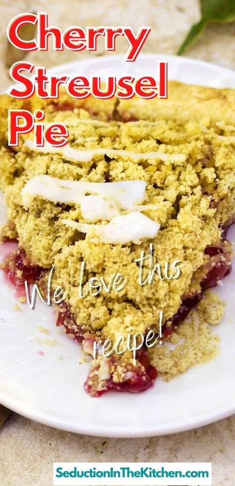 Cherry Pie With Crumb Topping, Easy Cherry Pie Recipe, Almond Pie Recipe, Best Cherry Pie Recipe, Cherry Streusel, Cherry Pie Recipe Easy, Cherry Crumb Pie, Easy Pie Recipe, Easy Cherry Pie