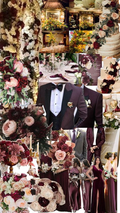 Maroon Wedding Theme, Pink And Burgundy Wedding, Plum Blush, Burgundy Wedding Theme, Dark Romantic Wedding, French Themed Wedding, Wedding Theme Color Schemes, Romantic Theme Wedding, Plum Wedding