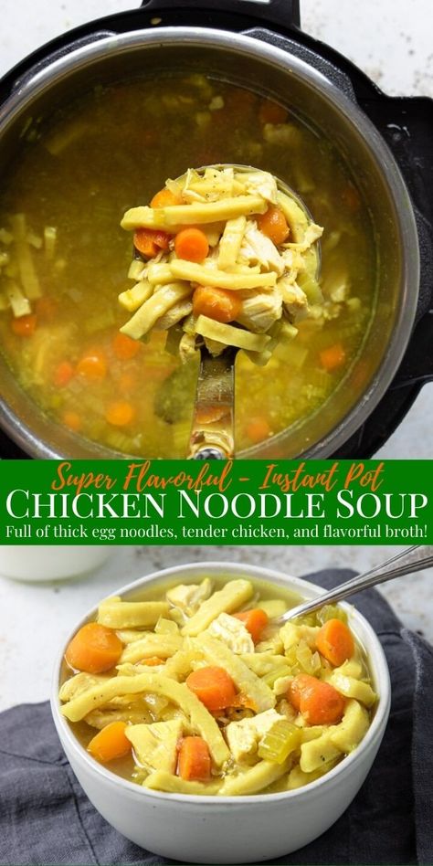 Chicken Egg Noodle Soup, Instant Pot Chicken Noodle Soup, Instant Pot Chicken Noodle, Flavored Chicken, Chicken Noodle Soup Recipe, Chicken Noodle Soup Easy, Pot Noodle, Noodle Soup Recipe, Instant Pot Soup Recipes