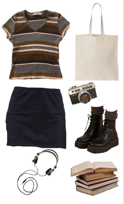 downtown girl aesthetic gilmore girls outfits gilmore girls aesthetic gilmore girls outfits gilmore girls fall aesthetic gilmore girls fall rory brown blue 90s doc martens miniskirt tote bag headphones books Gilmore Girls Fits Aesthetic, 90s Fashion Mini Skirt, Early 2000s Fashion Rory Gilmore, 90s Cool Girl Aesthetic Outfits, Rory Gilmore Png Clothes, Rory Gilmore Fashion Aesthetic, Rory Gilmore Doc Martens, Gilmore Girl Fall Outfits, Fall Aesthetic Wardrobe