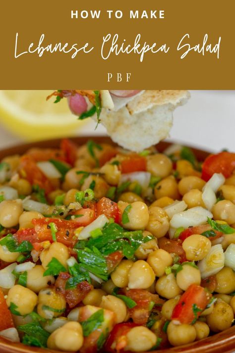 Lebanese Chickpea Salad, Balila Recipe Chickpeas, Lebanese Crockpot Recipes, Lebanese Potato Salad, Slow Cooker Middle Eastern Recipes, Warm Chickpea Salad, Middle Eastern Chickpea Salad, Lebanese Breakfast Recipes, Lebanese Salad Recipes