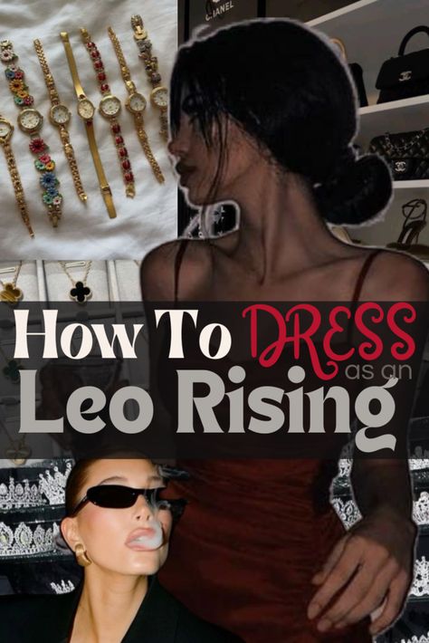 Leo Fashion Zodiac Style, Leo Rising Fashion, Leo Rising Appearance, Leo Rising Outfits, Leo Aesthetic Outfit, Leo Rising Style, Leo Aesthetic Zodiac, Bold Outfits Aesthetic, Leo Zodiac Aesthetic