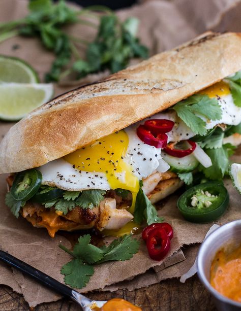 Mahi Mahi Banh Mi with Spicy Curried Mayo + Fried Eggs | halfbakedharvest.com Gourmet Sandwiches Recipes, Savory Brunch Recipes, Mahi Mahi Recipes, Gourmet Sandwiches, Club Sandwich, Sloppy Joe, Fried Eggs, Half Baked Harvest, Banh Mi