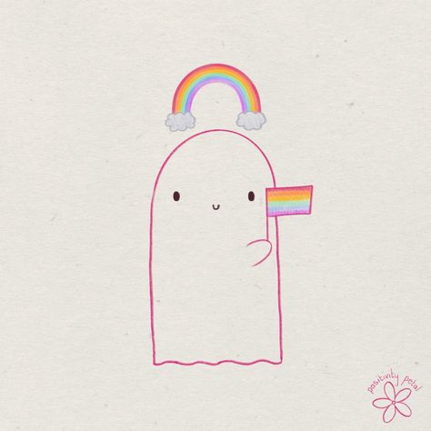 Lesbian Doodles, Pride Doodles, Doodle Ghost, Pride Ghost, Doodle Cute, Small Doodle, Simple Drawings, Sketchbook Inspo, Cute Doodle