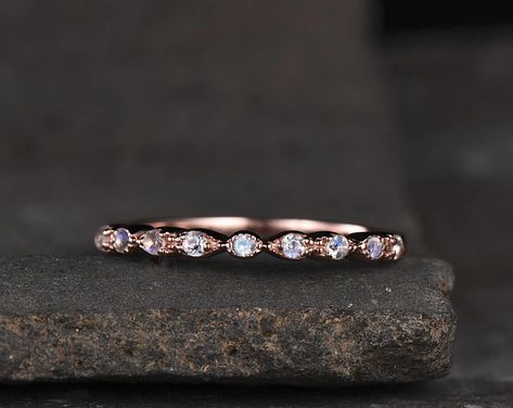 Custom design or make any jewelry.Sterling silver by kbestdesign Moonstone Wedding Band, Citrine Wedding Ring, Gold Half Eternity Band, London Topaz Ring, Yellow Citrine Ring, Gemstone Stacking Ring, Stackable Rings Wedding, September Birthstone Rings, Ring Rosegold