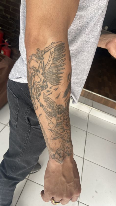 Asian Forearm Tattoo Men, Tricep Sleeve Tattoo, Fine Line Full Sleeve Tattoo, Wrap Around Tattoo Men, Veritas Aequitas Tattoo, Men’s Tattoo Ideas Forarm, Tulip Tattoo Men, Men’s Half Sleeve, Bible Sleeve Tattoo