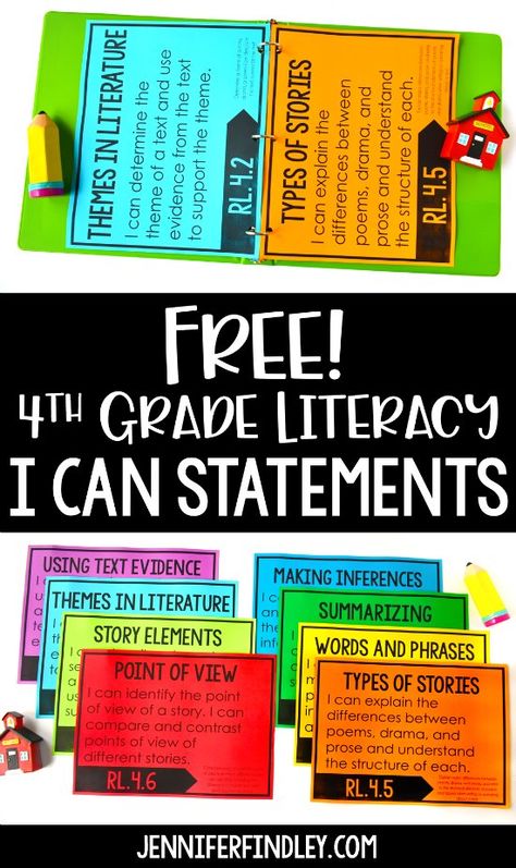 FREE 4th Grade Literacy I Can Statements! Download free I Can Statements and read ideas for how to use these in your classroom. 4th Grade Literacy Centers, Ela 4th Grade, Fourth Grade Reading, Makeup For Summer, Reading Vocabulary, 5th Grade Ela, 4th Grade Writing, 4th Grade Ela, I Can Statements