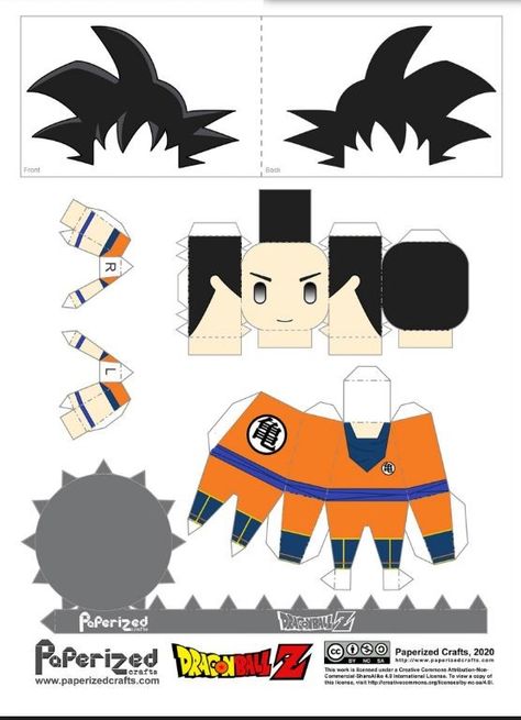 Anime Paper, Paper Toys Template, Anime Printables, Paper Doll Template, Papercraft Templates, Anime Crafts, Dragon Ball Goku, Origami Art, Paper Cutout