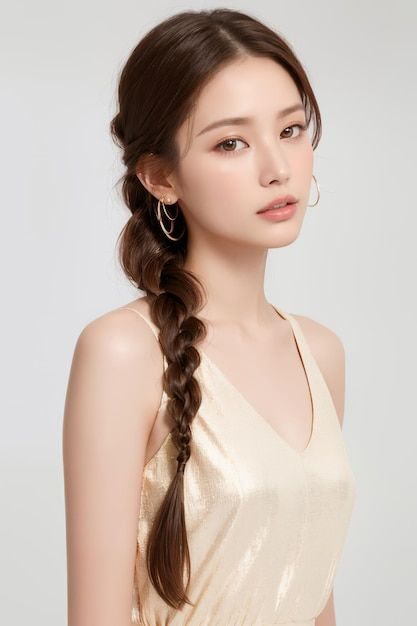 Female Portrait Photo, 30s Hair, Ulzzang Beauty, Cosmetics Model, Skin Model, Korean Ulzzang, Korean Model, Gold Hoops, Woman Face