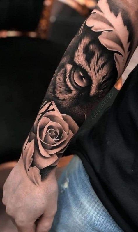 Cover Up Tattoos For Men Arm Sleeve, Man Chest Tattoo, Owl Tattoo Men, Tattoo Women Back, Tattoo Ideas Female Finger, Man Tattoo Ideas, Tiger Hand Tattoo, Women Tattoo Ideas, Man Chest