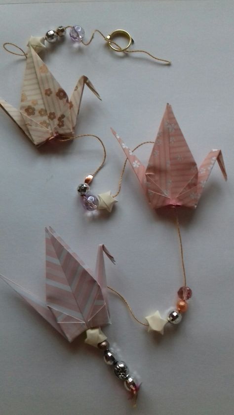 Peach origami peace crane hanging decoration by red acer paper Craft Room Inspiration, Origami Inspiration, Flower Crafts For Kids, Origami Projects, Peach And Gold, Origami Cranes, Origami Love, Origami Patterns, Folding Origami