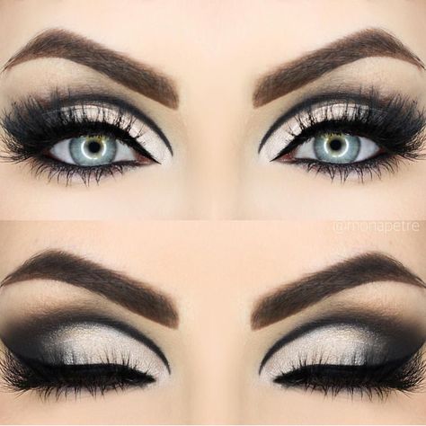 15 Smokey Eye Makeup Looks For Any Eye Shape - Society19 Ozzie Maquillage Goth, Eye Makeup Cut Crease, Smokey Eye Makeup Look, Cut Crease Eyeshadow, Cut Crease Eye, White Eyeshadow, Eye Makeup Looks, Eye Makeup Steps, Makijaż Smokey Eye