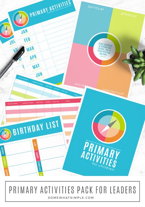 This Primary Activities Printable pack is the perfect companion for leaders to plan activities, help set goals, and keep track of important information.  This is a great resource for the 2020 primary year.  #ldsprimary #churchofjesuschristprimary2020freeprintable #2020printableprimaryactivitysheets #newldsprimaryactivitiesprogram #ldsprimaryactivitydays2020 Lds Primary Activities, General Conference Activities, Sunday Ideas, Primary Activity, Primary Presidency, Primary Program, Goal Setting Printable, Activity Day Girls, Goal Charts