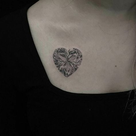 A Diamond Heart Heart Shaped Diamond Tattoo, No Love Lost Tattoo, Shining Heart Tattoo, Diamond Star Tattoo, Heart Diamond Tattoo, Diamond Heart Tattoo, Tattoo Diamond, Lost Tattoo, Jewelry Tattoo Designs