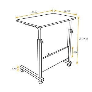 DlandHome Laptop Stand Adjustable 80 * 40cm Computer Standing Desk Movable w/Wheels, Portable Side Table for Bed Sofa Hospital Reading Eating, ZS-5#1 Mape: Amazon.co.uk: Kitchen & Home Laptop Stand Bed, Oak Office, Mobile Standing Desk, Adjustable Laptop Table, Adjustable Side Table, Sofa Tray, Hospital Table, Overbed Table, Computer Stand For Desk