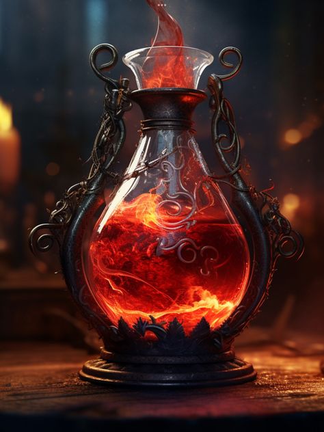 Poison Fantasy Art, Red Potion, Fantasy Potion, Artifact Art, Magic Bottles, Perfume Bottle Design, Magic Potion, Fantasy Props, Magic Aesthetic