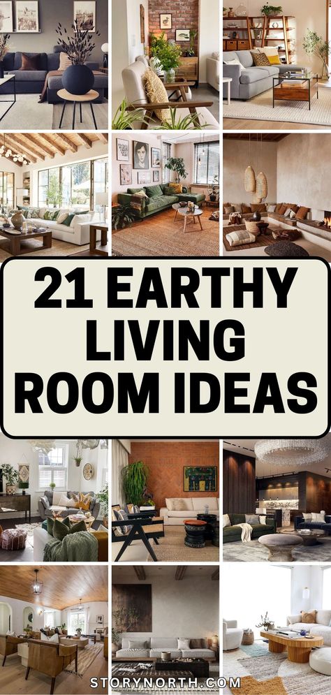 Save this pin for a refreshing natural vibe in your living room! Explore these earthy decor ideas to bring a touch of nature into your home. #HomeDecor #LivingRoomIdeas #EarthyVibe Living Room Decor Nature Theme, Natural Interior Design Living Room, Small Earthy Living Room, Living Room Nature Theme, Pnw Aesthetic Home Decor, Earthy Home Decor Boho Style, Earth Living Room, Dark Earthy Living Room, Earth Tones Living Room