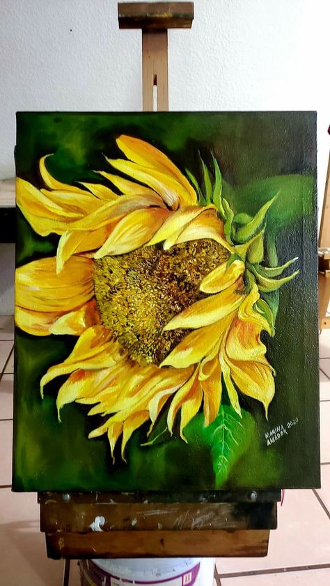 Acrylic Painting Flowers, Small Canvas Paintings, Flower Painting Canvas, Easy Canvas Painting, Acrylic Painting For Beginners, Sunflower Art, Simple Acrylic Paintings, Sunflower Painting, Diy Canvas Art Painting