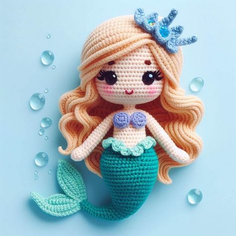 Ariel Amigurumi, Little Mermaid Crochet, Mermaid Amigurumi, Miniature Mermaid, Mermaid Crochet Pattern, Mermaid Crochet, Keychain Patterns, Crochet Mermaid, Stitching Techniques