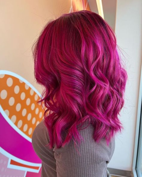 Fuchsia hair profile: I have always wanted pink hair. Finally got to try it! Fuchsia Hair, Raspberry Hair, Bright Pink Hair, Magenta Hair, World Hair, Hot Pink Hair, Vivid Hair Color, Hair Color Crazy, Dyed Hair Inspiration