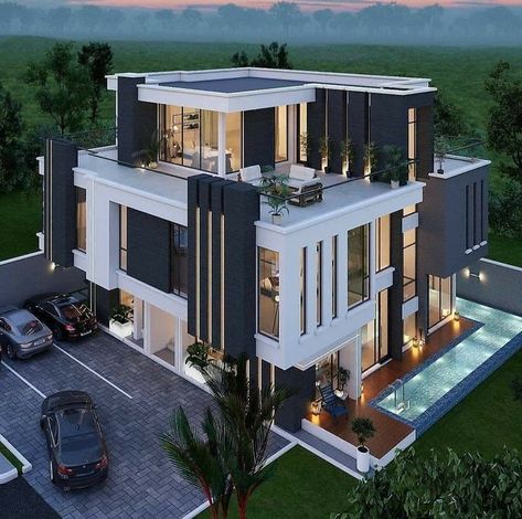 3 Storey House Design, Rumah Minecraft Sederhana, Luxury Houses Mansions, House Outer Design, Best Modern House Design, Modern Villa Design, Latest House Designs, Modern Exterior House Designs, Architecture Model House