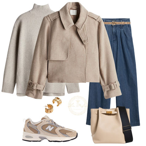 New Balance 530 Wool Coat Outfit, Shop The Outfit, Winter Fashion Outfits Casual, Late Autumn, Brown Outfit, Trench Jacket, Virtual Stylist, Autumn Outfits, Athleisure Wear