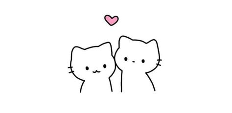 Cute Cat Couple Cartoon, Two Cats Together Drawing, Cute Cat Couple Drawing, Animals In Love Drawing, Cute Couple Art Doodle, Two Cats Drawing, Cats In Love Drawing, Cute Drawings For Bf, Cute Cat Drawing Easy