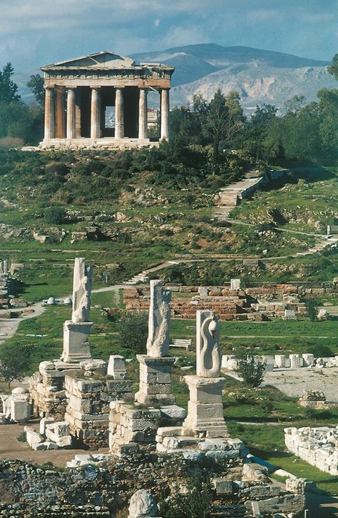 Temple Of Hephaestus, Ancient Greece Aesthetic, Ancient Athens, Ancient Greek City, Greek City, Ancient Greek Architecture, The Ruins, Acropolis, Ancient Architecture