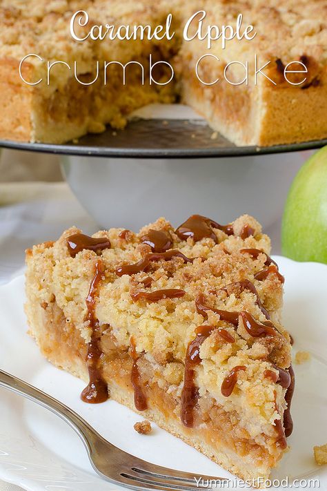 Apple Crumb Cake Recipe, Apple Crumb Cake, Apple Crumb Cakes, Crumb Cakes, Crumb Cake Recipe, Apple Cakes, Apple Crumb, Caramel Glaze, Crumble Cake