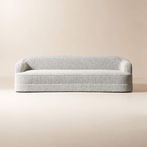 Mylene 97" Curved Sofa by goop | CB2 Natural Linen Sofa, Velvet Sleeper Sofa, Wood Canopy, Concrete Coffee Table, Brass Furniture, White Canopy, Leather Sectional Sofa, Hamptons House, Linen Sofa