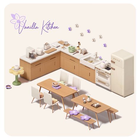 Vanilla Kitchen, The Sims 4 Pack, Sims 4 Kitchen, Mod Furniture, Sims Packs, Sims 4 Bedroom, The Sims 4 Packs, Sims 4 Game Mods, Sims 4 Expansions