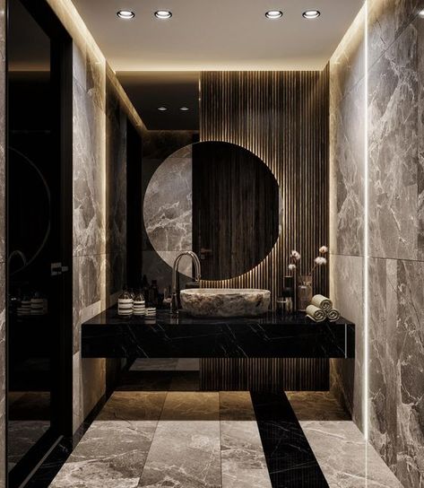 We just can’t talk about luxury home design without mentioning the importance of a luxury bathroom. #luxurybathroom #luxurybathrooms #bathroomdesign #luxurydesign #luxuryinteriordesign #bathroomideas #bathroomtrends Drømme Bad, Washbasin Design, Bathroom Decor Luxury, Washroom Design, Bathroom Design Inspiration, Marble Wood, Bathroom Design Decor, Toilet Design, Bathroom Design Luxury