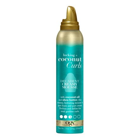 OGX Locking + Coconut Curls Enhancing Decadent Creamy Hair Styling Mousse, 7.9 oz - Walmart.com Coconut Curls, Ogx Coconut, Ogx Hair Products, Curly Hair Mousse, Curl Mousse, Purple Shampoo And Conditioner, Styling Mousse, Shampoo And Conditioner Set, Thick Curly Hair